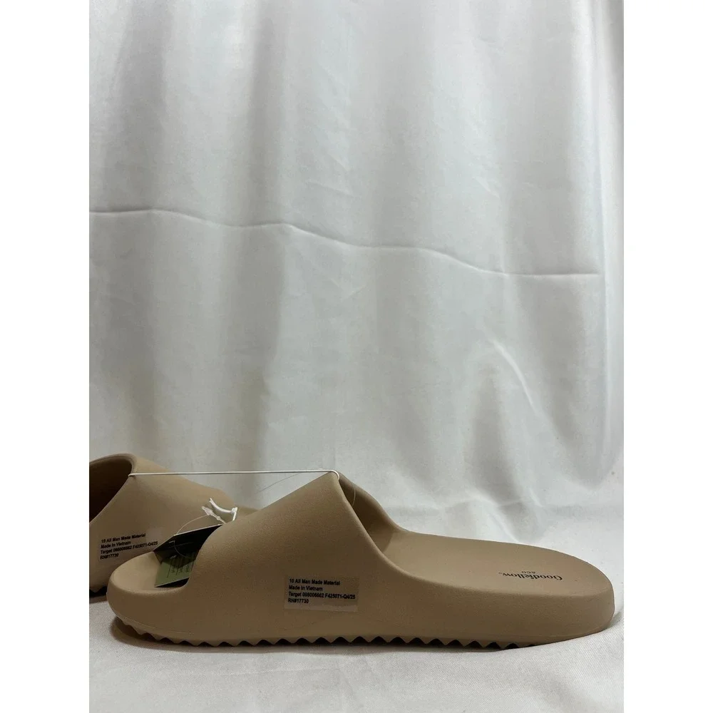 Goodfellow & Co Mens Slide Sandals Tan Beige Foam Comfort Pool Shoes Size 10 NEW